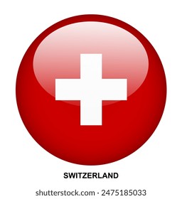 SWITZERLAND flag button on white background