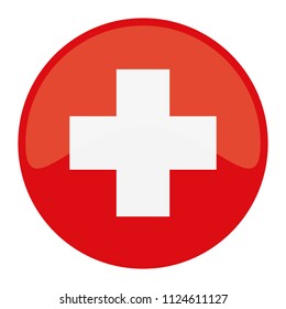 Switzerland Flag Button Round Vector Art Design Patriotic Symbol