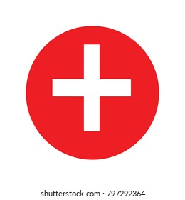 Switzerland flag button, Vector - Switzerland flag button icon with long shadow.