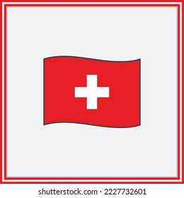 Schweiz Flagge Cartoon Vektorgrafik. Flagge der Schweiz Flach-Symbol-Rahmenlinie. Flagge der Schweiz