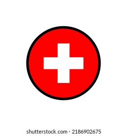 Switzerland Flag In A Circle On A White Background