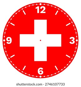 Switzerland Flag Clock Face Design - Patriotic Swiss Watch Dial with Text