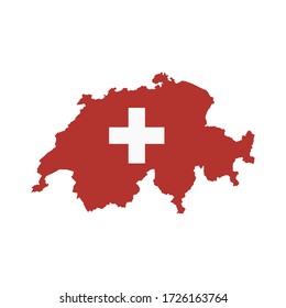 Switzerland Flag country of Europe, European map illustration, vector isolated on white background