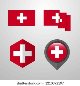 Switzerland flag design set vector