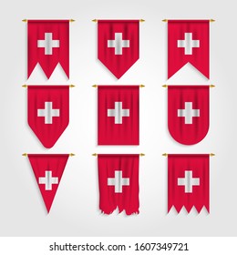 Switzerland Flag in Different shapes, Flag of Switzerland in Various Shapes