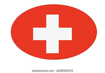 Switzerland flag ellipse shaped. vector	