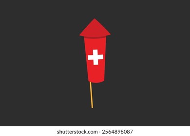 Switzerland flag with firework shape, Flag of Switzerland national country symbol illustration Vector, Rectangle Switzerland flag illustration, Flat vector illustration
