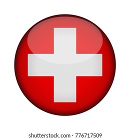 switzerland Flag in glossy round button of icon. switzerland emblem isolated on white background. National concept sign. Independence Day. Vector illustration.