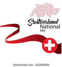 Switzerland flag, happy swiss national day - Vector