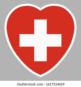Switzerland Flag In Heart Shape Vector illustration Eps 10