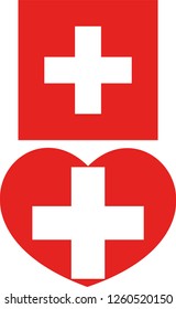 Switzerland flag, Heart vector, sticker, eps10