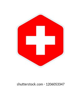 Switzerland flag. Switzerland hexagon flag.