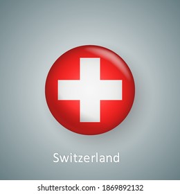 Switzerland flag icon circle 3d gradient isolated
