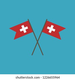 Switzerland flag icon in flat design. Independence day or National day holiday concept.