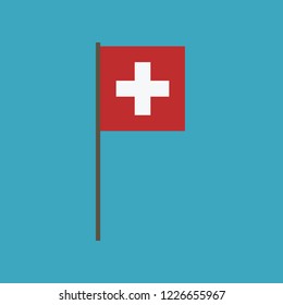 Switzerland flag icon in flat design. Independence day or National day holiday concept.