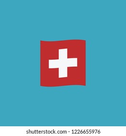 Switzerland flag icon in flat design. Independence day or National day holiday concept.