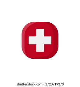 Switzerland Flag Icon , National Flag Square Symbol .