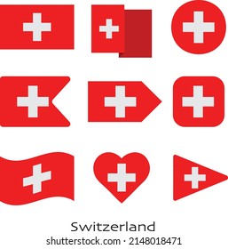 Schweiz Flaggensymbol einzeln auf weißem Hintergrund. Vektorgrafik.