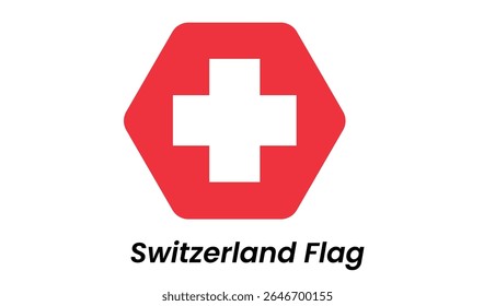 Switzerland flag icon with white cross centered on a bold red background in a modern style.