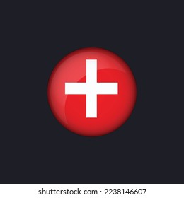 Switzerland flag icon,Round Switzerland flag icon vector isolated, Switzerland flag button.