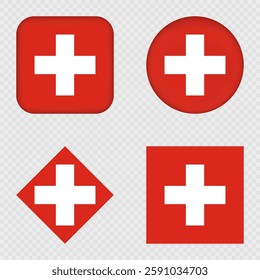 Switzerland Flag Icons Pack. Vector illustration.