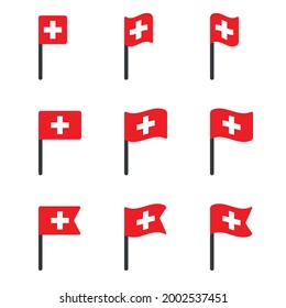 Switzerland flag icons set, national flag of Switzerland symbols