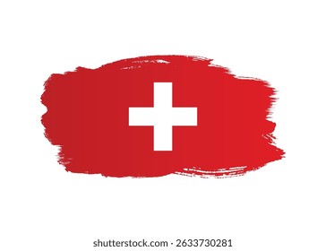 Switzerland flag with ink paint brush. Creative Swiss grunge stain brush stroke effect on white background