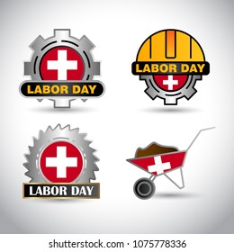 switzerland Flag with labour day design vector 