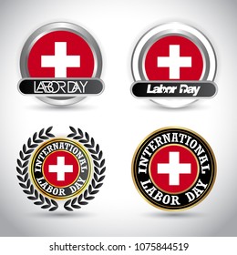 switzerland Flag with labour day design vector 