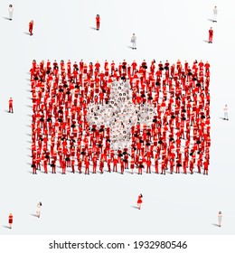 Switzerland Flag. A large group of people form to create the shape of the Swiss flag. Vector Illustration.