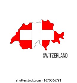 Switzerland flag map. The flag of the country in the form of borders. Stock vector illustration isolated on white background.