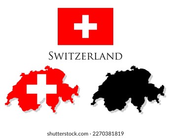 switzerland flag and map illustration vector