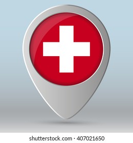 Switzerland flag map  pointer. Vector illustration EPS10