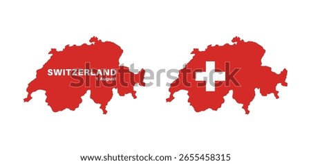  switzerland flag and map set. switzerland flag in official colors and proportions., map