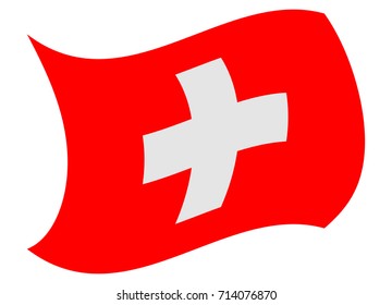 switzerland flag moved by the wind