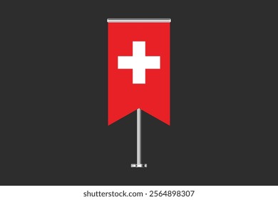 Switzerland flag, The flag of Switzerland, Flag of Switzerland national country symbol illustration Vector, Rectangle Switzerland flag illustration, Flat vector illustration
