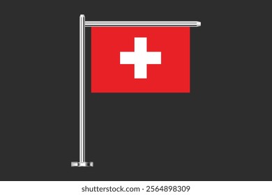 Switzerland flag, The flag of Switzerland, Flag of Switzerland national country symbol illustration Vector, Rectangle Switzerland flag illustration, Flat vector illustration
