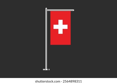 Switzerland flag, The flag of Switzerland, Flag of Switzerland national country symbol illustration Vector, Rectangle Switzerland flag illustration, Flat vector illustration
