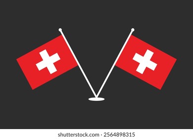 Switzerland flag, The flag of Switzerland, Flag of Switzerland national country symbol illustration Vector, Rectangle Switzerland flag illustration, Flat vector illustration
