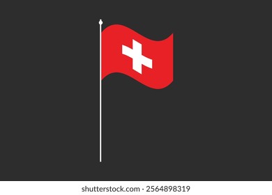 Switzerland flag, The flag of Switzerland, Flag of Switzerland national country symbol illustration Vector, Rectangle Switzerland flag illustration, Flat vector illustration
