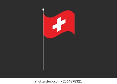 Switzerland flag, The flag of Switzerland, Flag of Switzerland national country symbol illustration Vector, Rectangle Switzerland flag illustration, Flat vector illustration
