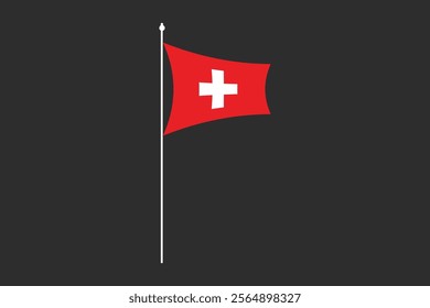 Switzerland flag, The flag of Switzerland, Flag of Switzerland national country symbol illustration Vector, Rectangle Switzerland flag illustration, Flat vector illustration
