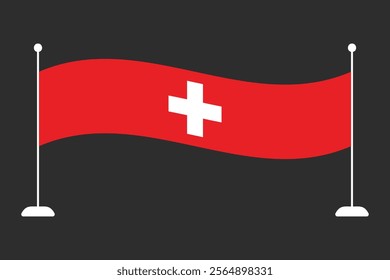 Switzerland flag, The flag of Switzerland, Flag of Switzerland national country symbol illustration Vector, Rectangle Switzerland flag illustration, Flat vector illustration
