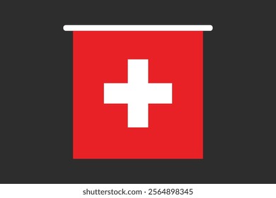 Switzerland flag, The flag of Switzerland, Flag of Switzerland national country symbol illustration Vector, Rectangle Switzerland flag illustration, Flat vector illustration
