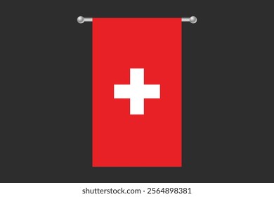 Switzerland flag, The flag of Switzerland, Flag of Switzerland national country symbol illustration Vector, Rectangle Switzerland flag illustration, Flat vector illustration
