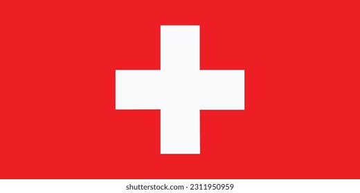 Die Schweizer Flagge, offizielle Farben. Landesflagge der Schweiz. Flache Vektorgrafik.