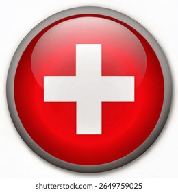 Switzerland flag on button Signs and Symbols, swiss national day Vector illustration.
