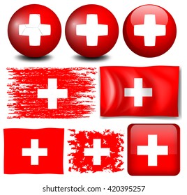 Schweiz-Flagge auf verschiedenen Gegenständen - Illustration