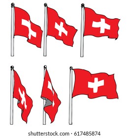 Switzerland flag on the flagpole.
