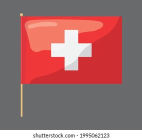 Bandera de Suiza. Bandera en un fondo gris. Estilo de arte.